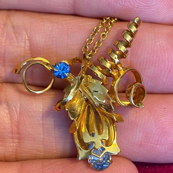 VINTAGE RAINBOW GOLD FILLED PENDANT AND EARRINGS SET - Picture 2 of 12